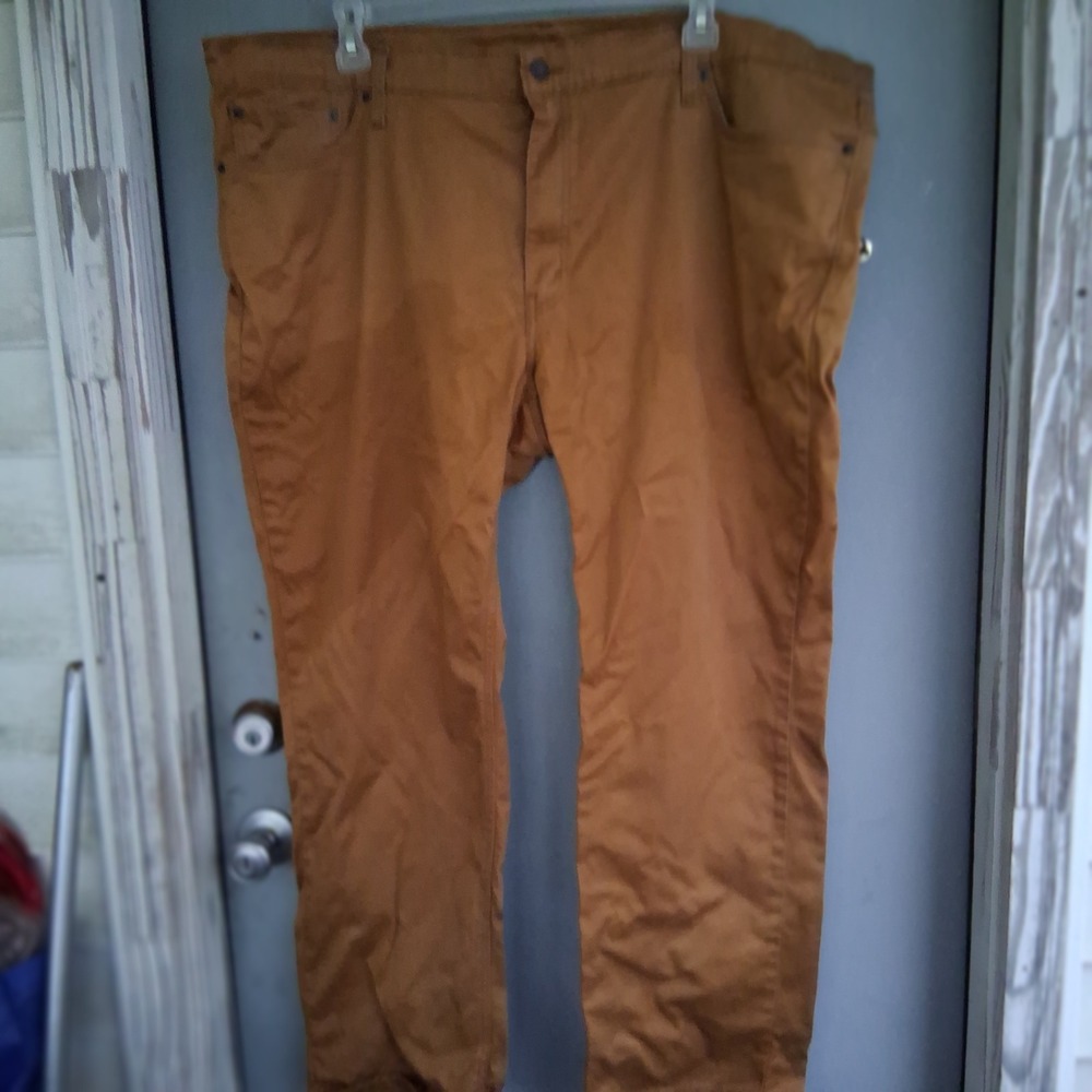 Levis 541 Water-Less Pants Mens 48x32 Brown Tobacco Twill Chino 5-Pocket
